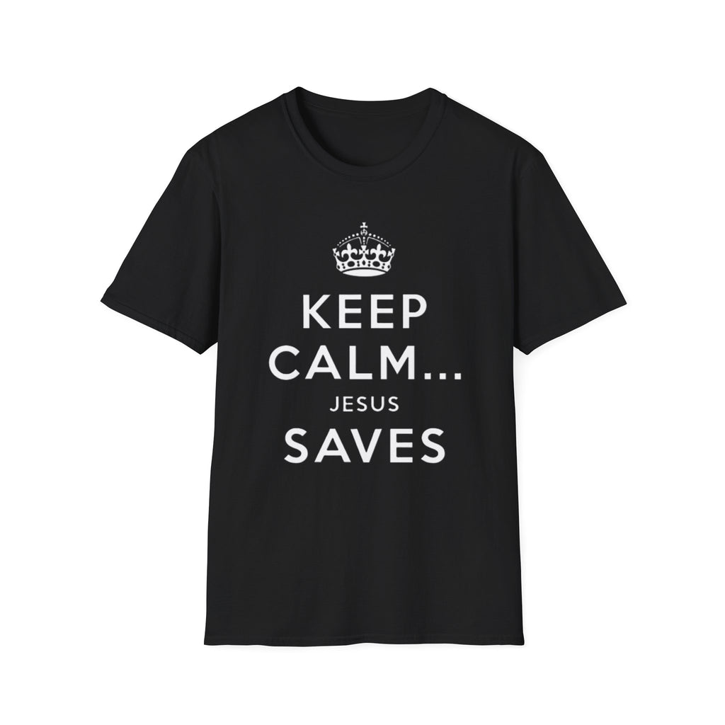 Keep Calm… Jesus Saves T-Shirt — Christian Faith Graphic Tee