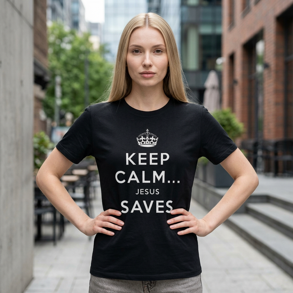 Keep Calm… Jesus Saves T-Shirt — Christian Faith Graphic Tee